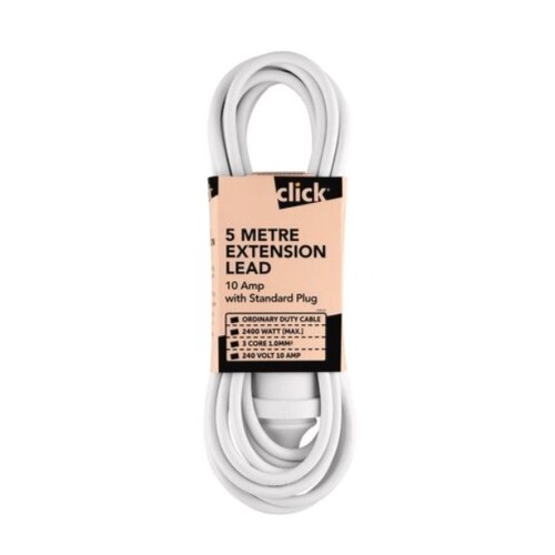 Lead Extension Click 5M 10Amp White H/Hold
