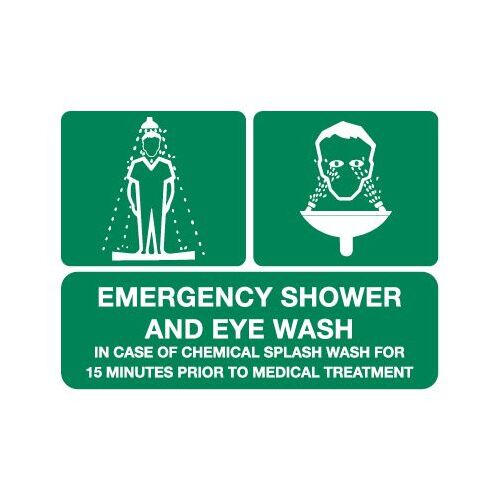 First Aid Sign - Emergency Shower And Eye Wash 600 X 450mm Poly