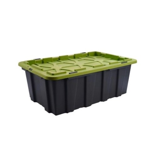 Montgomery 40L Grey And Green Heavy Duty Storage Container With Clip Lid
