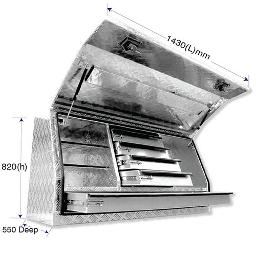 5 Draw Alloy Ute Box Aluminium 1430x550x820mm