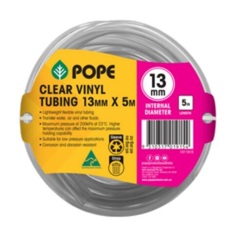 Pope 13mm x 5m Clear Vinyl Tubing 1011915