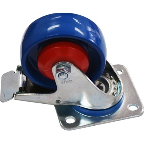 100Mm Blue Nylon Castor Wheel - Swivel With Brake