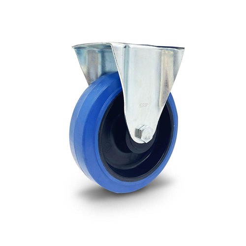 160Mm Blue Castor - Fixed Plate Stationary