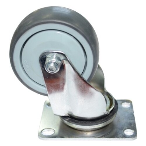 100Mm Tpr Castor With Polypropylene Core Chrome Plated - Swivel With Brake