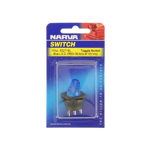 Narva Duckbill Toggle Switch Off/On SPST Blue LED (Contacts Rated 12V  20A) BL Pk 1