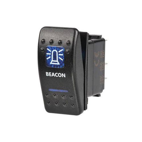 12 Volt Illuminated Off/On Sealed Rocker Switch with "Beacon" Symbol (Blue)