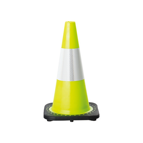 Traffic Cone with 3M Hi-Vis Reflective Collar 450mm Lime Green