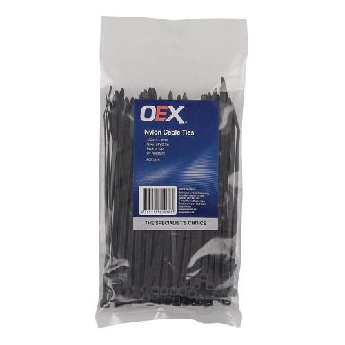 OEX Nylon Cable Ties - 3.6mm x 150mm - Pack of 100