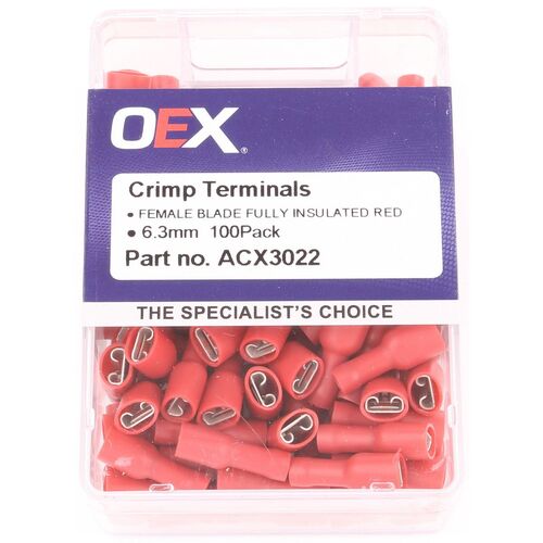 Crimp Terminal Fully Insulated Red 6.3mm