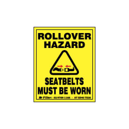 Roll Over Hazard Sticker 55x70mm