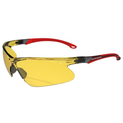 Safety Glasses Mack Wave Red Arms Amber Lens