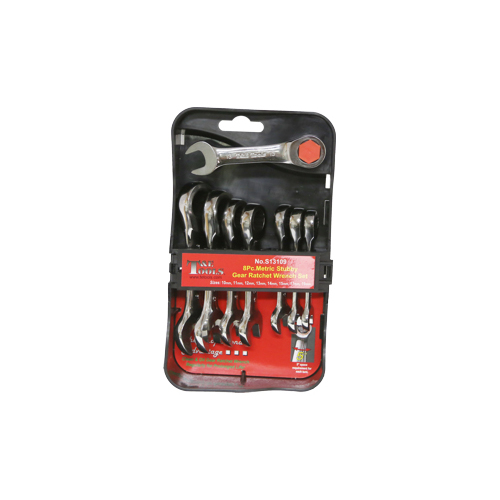 No.S13109 - 8Pc. Metric Stubby Ratchet Gear Wrench Set