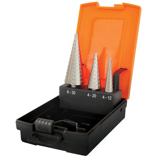 Step Drill Set 3Pce Metric M2 4 To 12Mm In 1Mm Inc