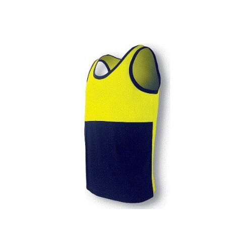 Singlet HiVis Cotton Back Large Yellow/Navy