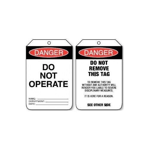 Tag DANGER - DO NOT OPERATE (100PCS) 90x140mm Pkt/100
