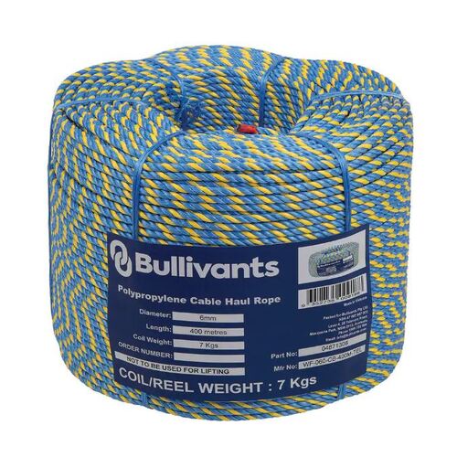 Rope Polyprop (Blue/Yellow) High Tenacity. 6 Mm X 400 Mtrs
