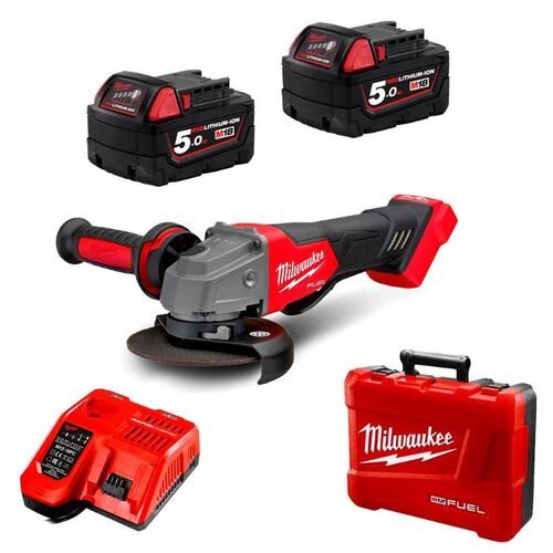Milwaukee Cordless Fuel 125 mm (5") Angle Grinder with Deadman Paddle Switch Combo Kit