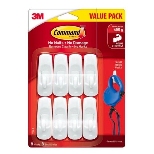 Command Small White Adhesive Hooks Value Pack - 8 Pack 17102-8
