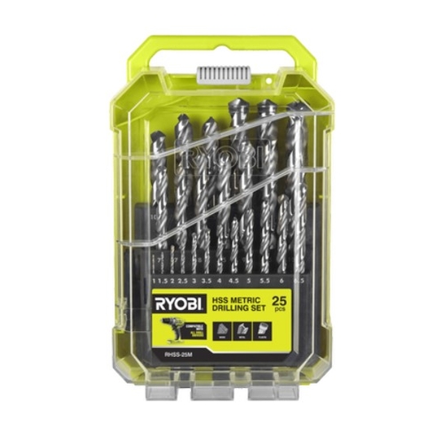 Ryobi 25 Piece Metric High Speed Steel Drill Bit Set RHSS-25M