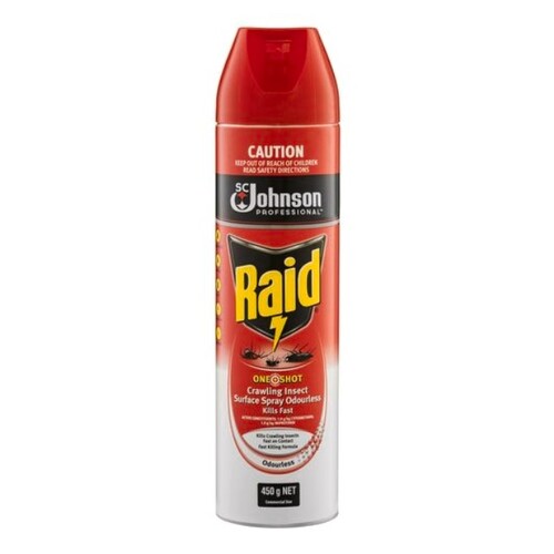 Raid 450g One Shot Pest Crawling Insect Surface Spray Odourless Kills Fast