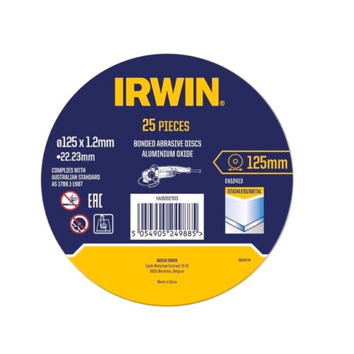 Irwin 125 x 1.2 x 22.2mm Metal Cut Off Disc - 25 Pack