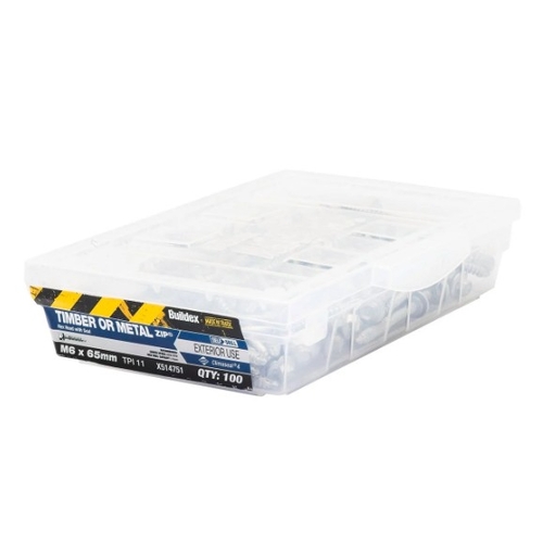 Buildex Timber or Metal Roof Zips C4 HexHead with Seal M6 x 65mm Bx100 - 0173078