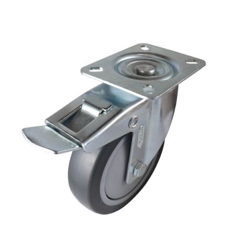 Caster Wheel 100kg 125mm Swivel With Heavy Duty Brake Grey