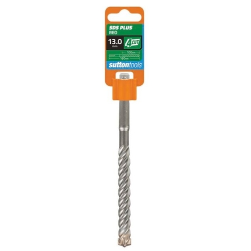 Sutton Tools 13 x 160mm 4 Cut SDS Plus Masonry Drill Bit