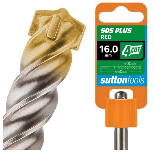 Sutton Tools 16.0 x 460mm 4 Cut SDS Plus Masonry Drill Bit