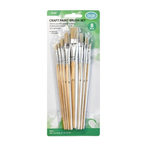 Boyle 8 Piece Craft Natural Hog Hair Brush Set - 0440434