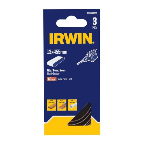 IRWIN 13mm 60 Grit Powerfile Belt - 3 Pack - 0477715