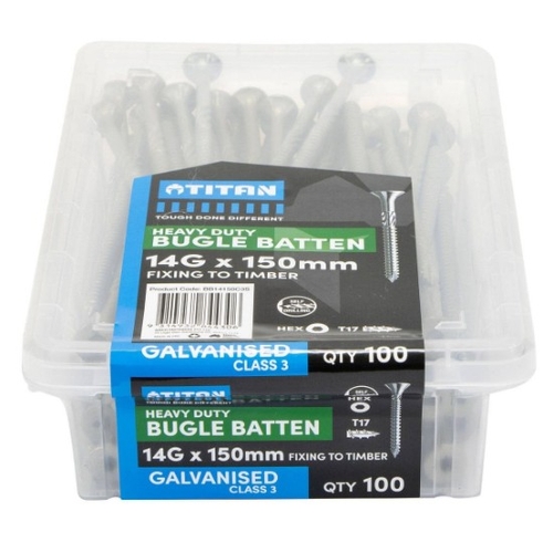 Titan 14G x 150mm CL3 Gal Bugle Batten Screw - 100 Pack - 0579088