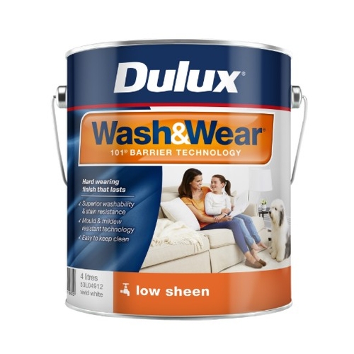 Dulux 4L Vivid White Low Sheen Wash&Wear Interior Paint