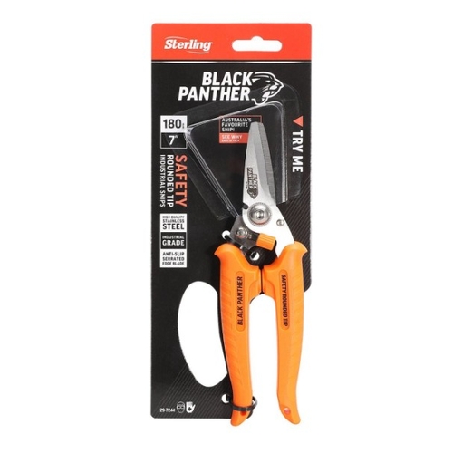 Sterling 180mm Safety Rounded Tip Black Panther Industrial Snips - 0754220