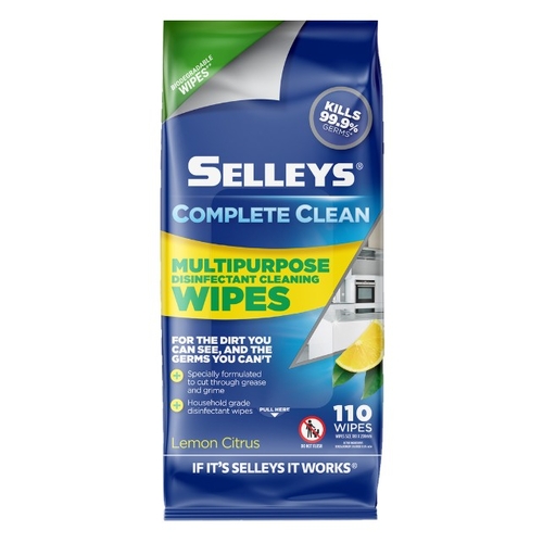 Selleys 110pk Complete Clean Multipurpose Disinfectant Wipes Biodegradable - 0781487