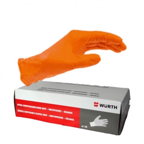 Orange Disposable Nitrile Grip Glove Large Wurth
