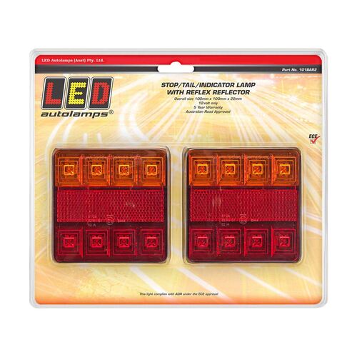Led Stop/Tail/Indicator Lamp 12V W/Reflector 25Cm Cable Pack 2