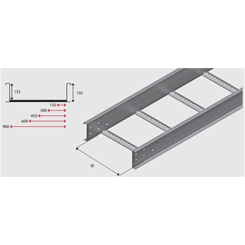 N4L450H N4 Cable Ladder 450mm (20C) 6MTR HDG (AS4680)