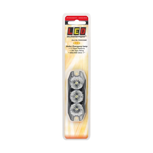 Amber 3 Module Led Emergency Lamp 12/24V 3M Tape Flush Mount