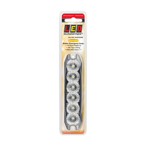 Amber 6 Module Led Emergency Lamp 12/24V 3M Tape Flush Mount