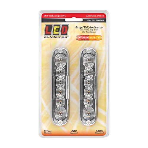 Led Stop/Tail/Indicator Lamp 12/24V Clear Housing 250Mm Lead Twin Pack