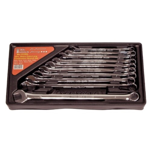 No.13100L - 10 Piece Metric Extra-Long Combination Wrench Set