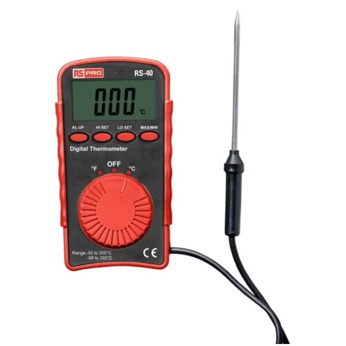 RS40 Wired Digital Thermometer, 1 Input(s), +200 °C, +392°F Max, ±2 °C, ±4 °F Accuracy
