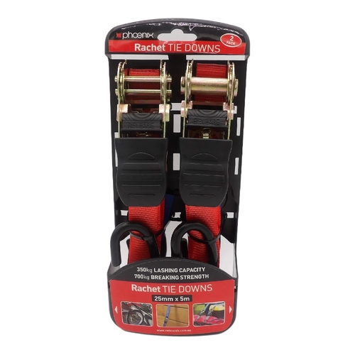 2 Pack Ratchet Strap 25mm X 5mtr 350kg - 14002CW