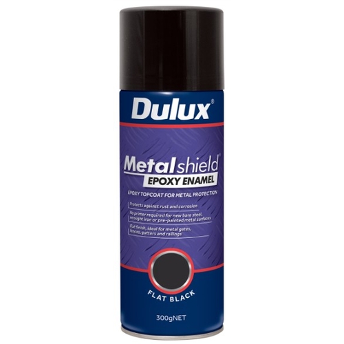 Dulux 300g Metalshield Epoxy Enamel Spray Paint Flat Black - Black - 1400830