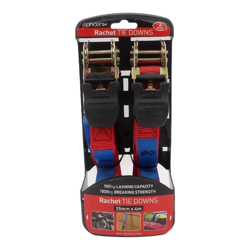 2 Pack Ratchet Strap 25mm X 4mtr 650kg - 14020CW