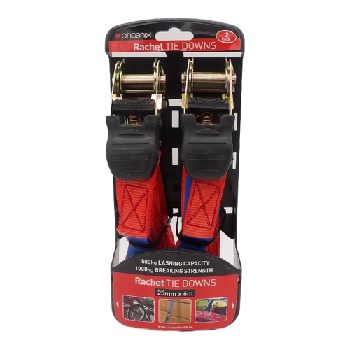 2 Pack Ratchet Strap 25mm X 6mtr 650kg - 14021
