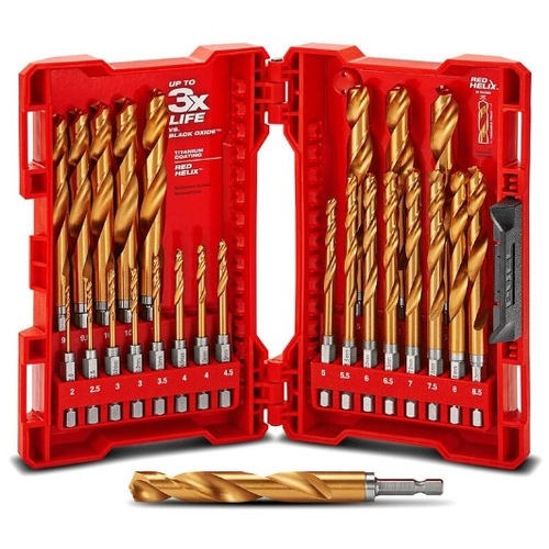 Milwaukee Drill Bit Set 25PC Red Helix Metric Shockwave