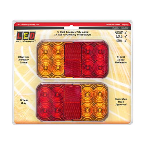 Led Stop/Tail/Indicator Lamp 12V With Licence Plate Lamp Twin Pack