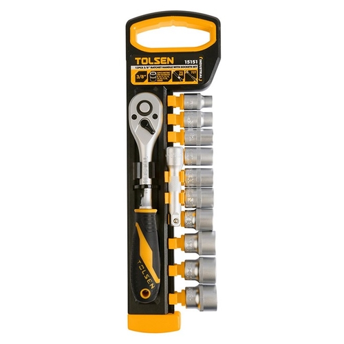 Tolsen 3/8" Ratchet Handle With Socket 12pc
